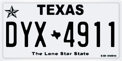 TX license plate DYX4911