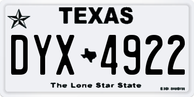 TX license plate DYX4922