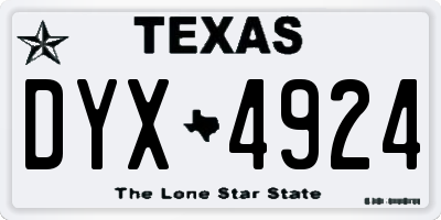 TX license plate DYX4924