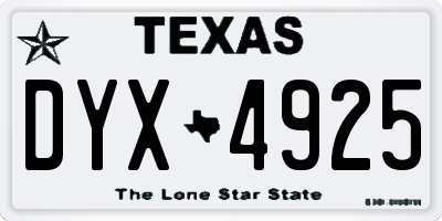 TX license plate DYX4925