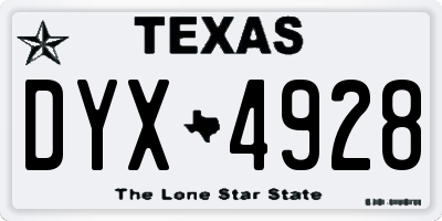 TX license plate DYX4928
