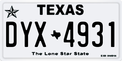 TX license plate DYX4931