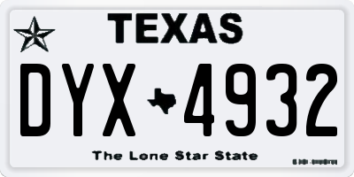 TX license plate DYX4932