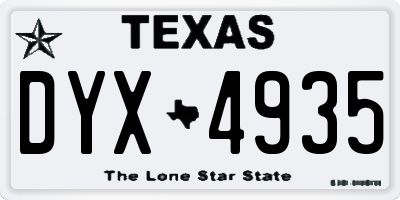 TX license plate DYX4935