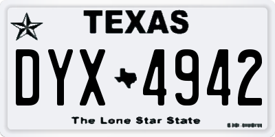 TX license plate DYX4942
