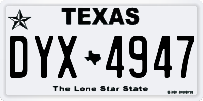 TX license plate DYX4947