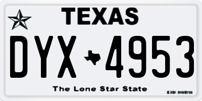 TX license plate DYX4953