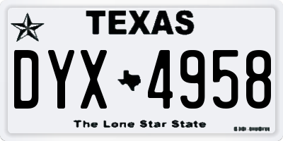 TX license plate DYX4958