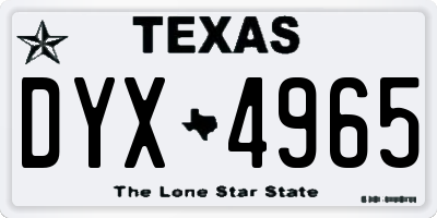 TX license plate DYX4965