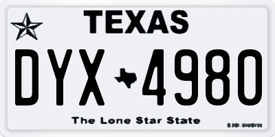 TX license plate DYX4980
