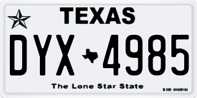 TX license plate DYX4985
