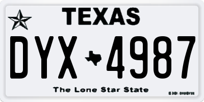 TX license plate DYX4987