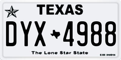 TX license plate DYX4988