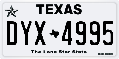 TX license plate DYX4995