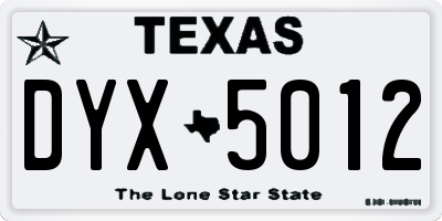TX license plate DYX5012
