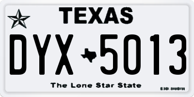 TX license plate DYX5013