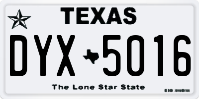 TX license plate DYX5016