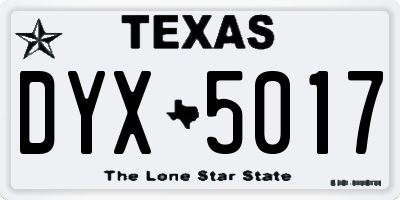 TX license plate DYX5017