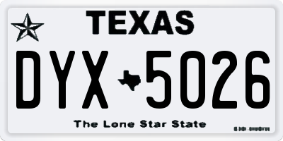 TX license plate DYX5026