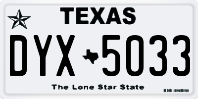 TX license plate DYX5033