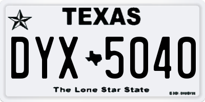 TX license plate DYX5040