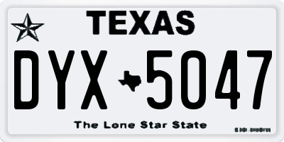TX license plate DYX5047
