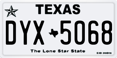TX license plate DYX5068