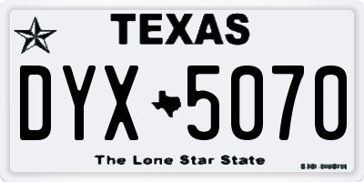 TX license plate DYX5070