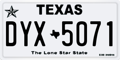 TX license plate DYX5071