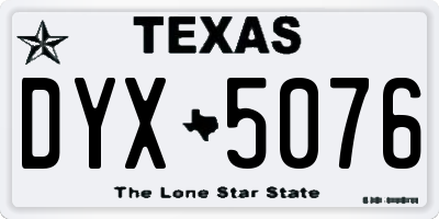 TX license plate DYX5076