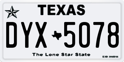 TX license plate DYX5078