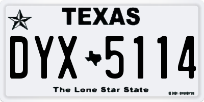 TX license plate DYX5114