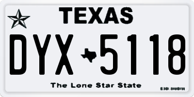 TX license plate DYX5118