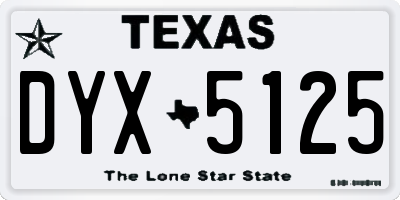 TX license plate DYX5125