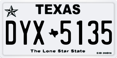 TX license plate DYX5135
