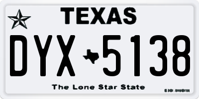 TX license plate DYX5138