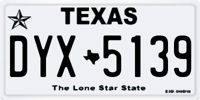 TX license plate DYX5139