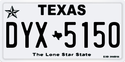 TX license plate DYX5150
