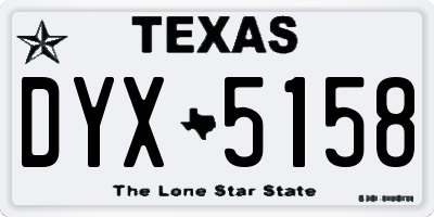 TX license plate DYX5158