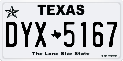 TX license plate DYX5167