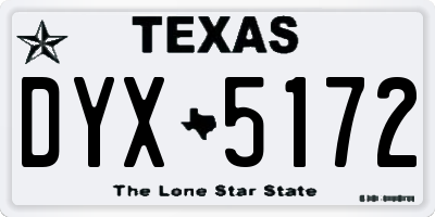 TX license plate DYX5172