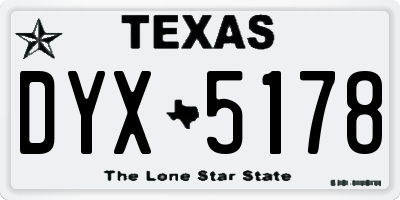 TX license plate DYX5178