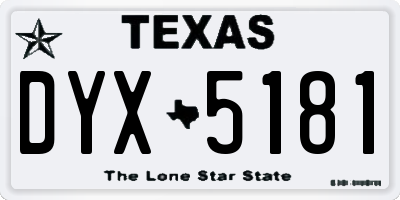 TX license plate DYX5181