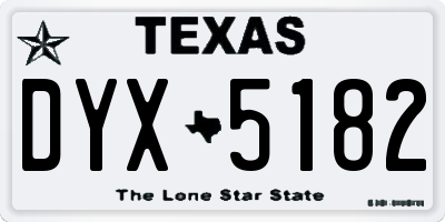 TX license plate DYX5182