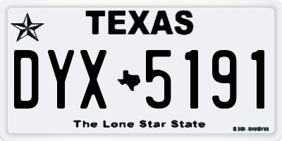 TX license plate DYX5191