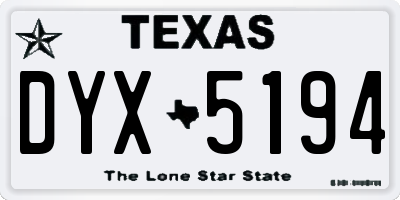 TX license plate DYX5194