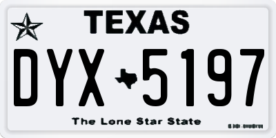 TX license plate DYX5197