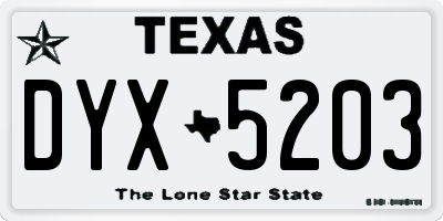 TX license plate DYX5203
