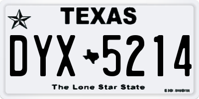 TX license plate DYX5214