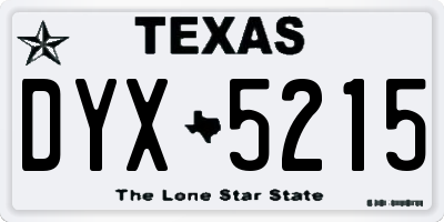 TX license plate DYX5215